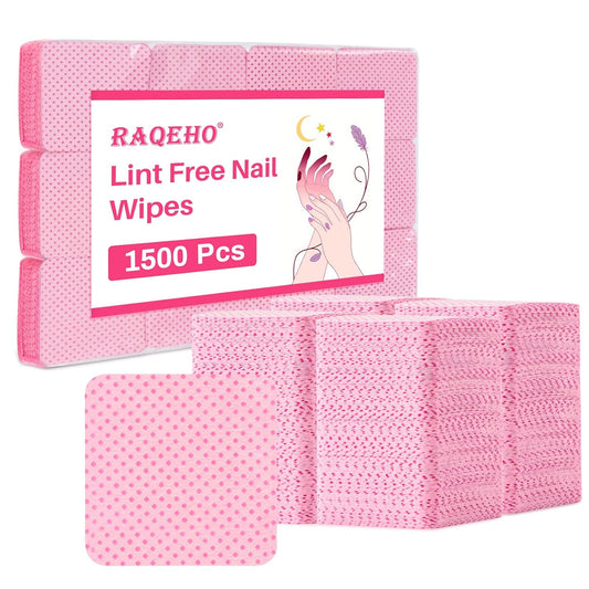 1500pcs Lint Free Nail Wipes - No Lint Nail Polish Gel Remover Wipe Toallitas Sin Pelusa Para UñAs Non Lint Nail Prep Pads Eyelash Extension Napkins Pink Nail Supplies Art Tech Must Haves Stuff