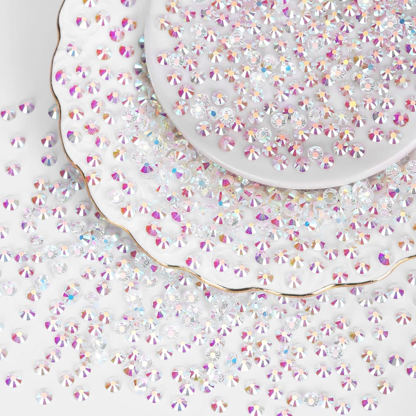 10000PCS Transparent AB Rhinestones Bulk, Flat Back Crystal Glass Stone Round Gems,SS10, 2.7-2.9mm