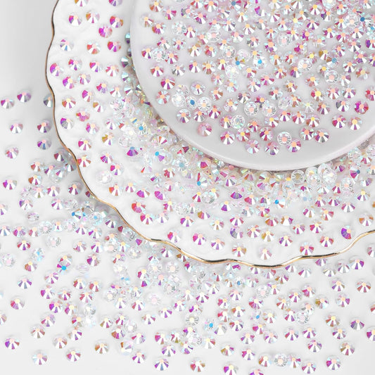 10000PCS Transparent AB Rhinestones Bulk, Flat Back Crystal Glass Stone Round Gems,SS10, 2.7-2.9mm