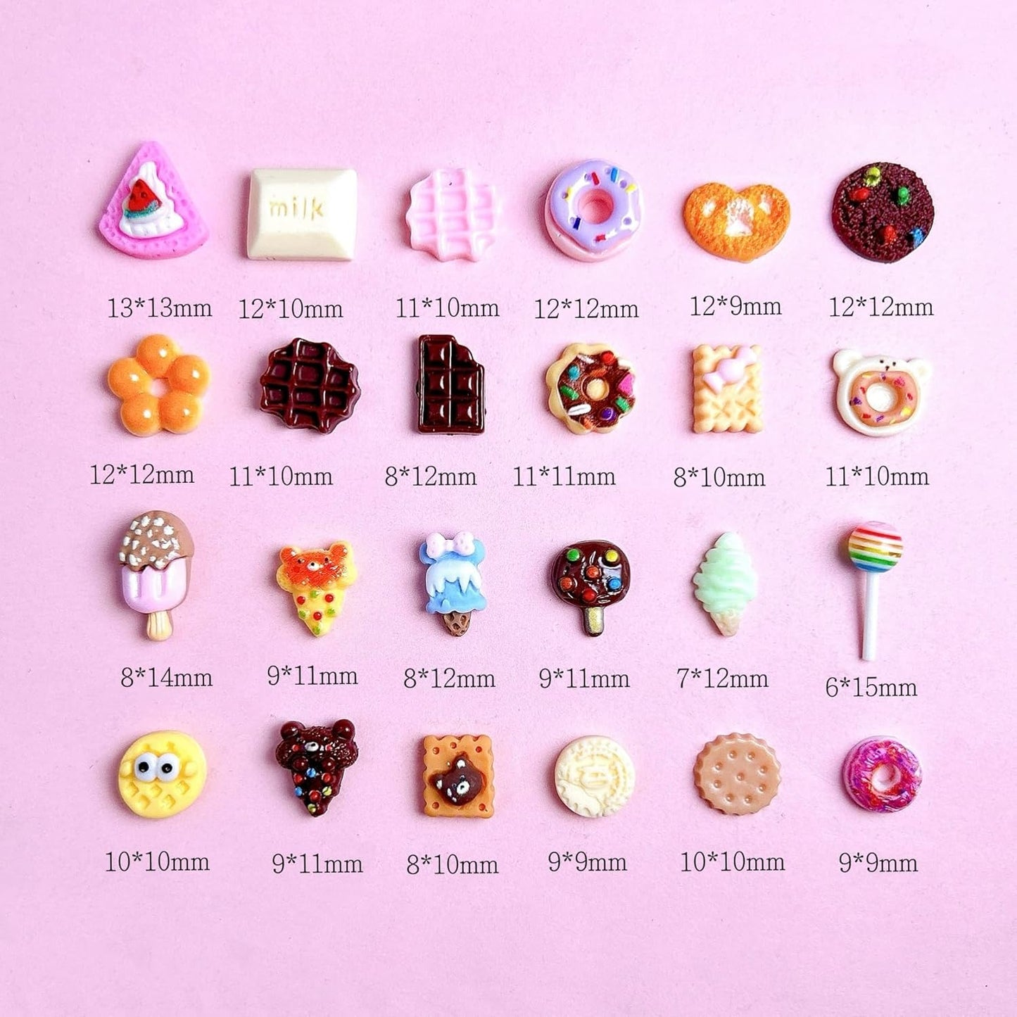 3D Cute Candy Nail Charms, Mix Colours Resin Sweets Lollipop Doughnuts Nail Art Designs, Assorted Biscuits Chocolate Cake Charms for Nail Decorate DIY Body Face Craft and Salon Use
