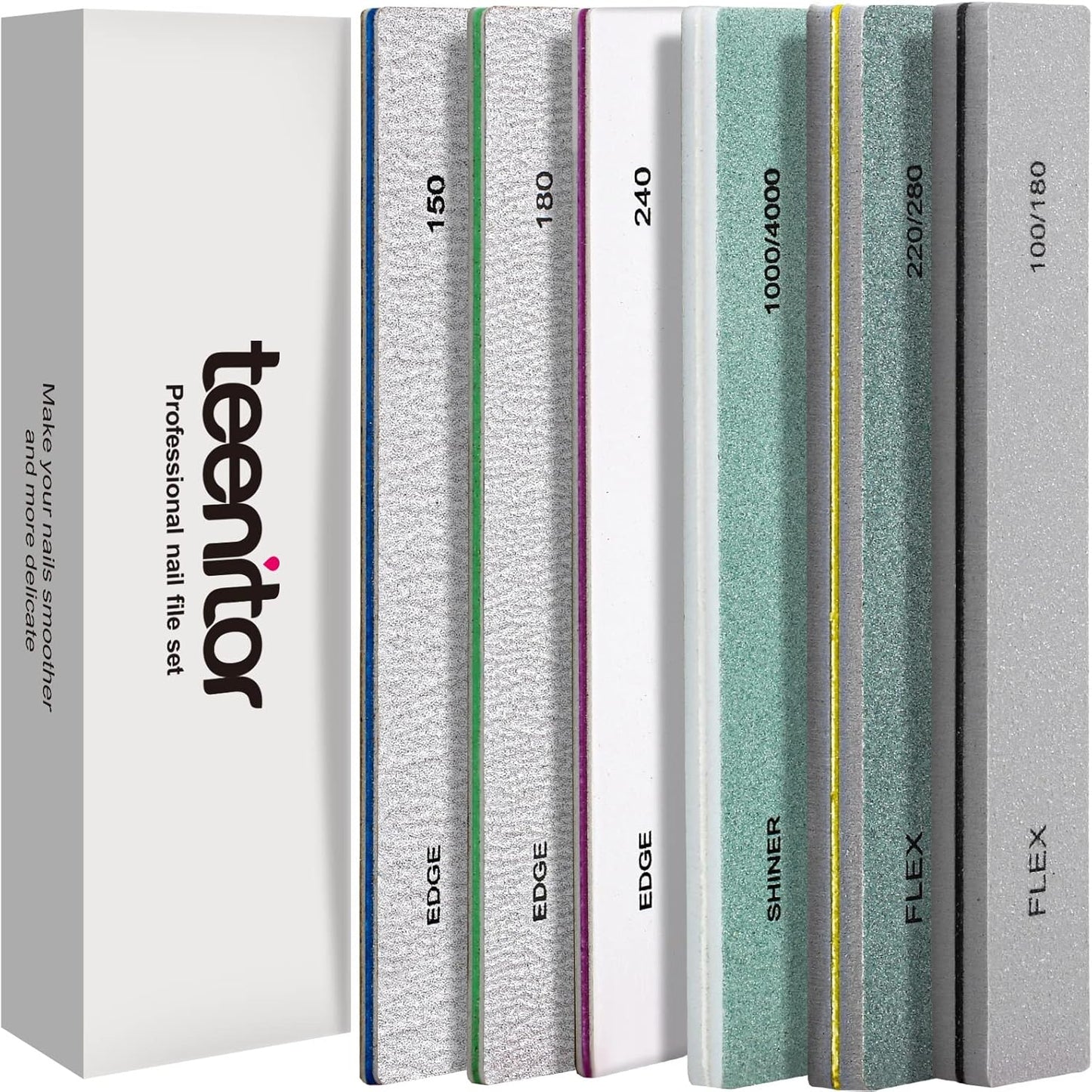 Teenitor Nail Files and Buffer, Professional Manicure Tools Kit, Nail Buffer Block, Nail Polishing Buffer, Nail Care File Buffer Tool, Rectangle