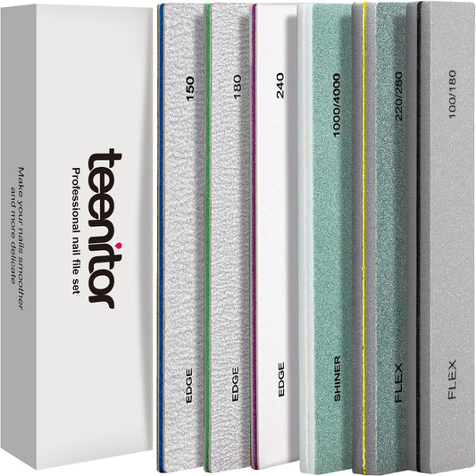 Teenitor Nail Files and Buffer, Professional Manicure Tools Kit, Nail Buffer Block, Nail Polishing Buffer, Nail Care File Buffer Tool, Rectangle