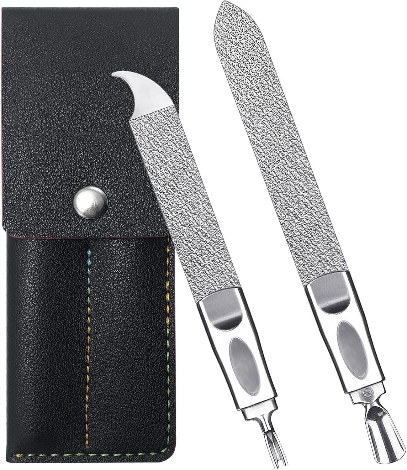 Toe Nail Files for Thick Nails, Professional Metal Nail File for Men Women Fingernail and Thick Toenails, Double-Ended and Double-Sided Stainless Steel, 2pcs Set