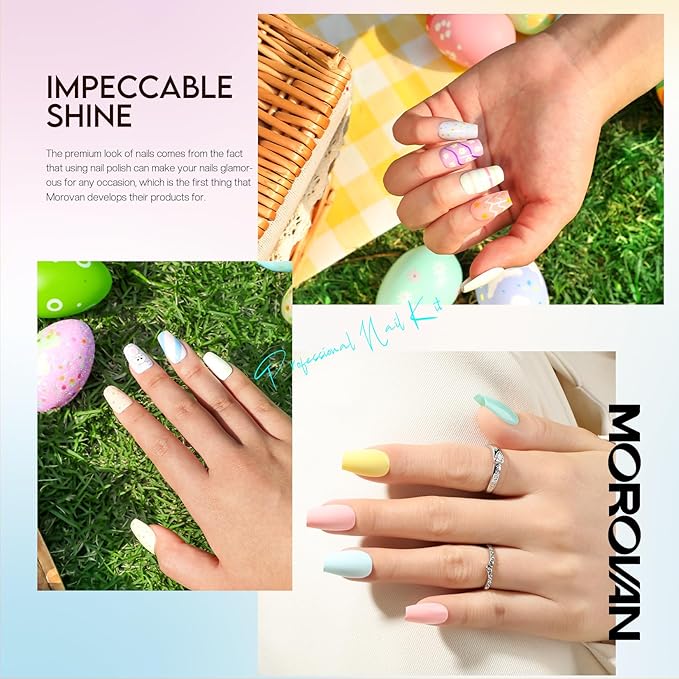Morovan Fingernail Nail Polish Set: 15 Colors Pastel Macaron Winter Nail Polish Kit Quick Dry Toe Finger Nail Polish Pcak Easter Gift For Women Girl