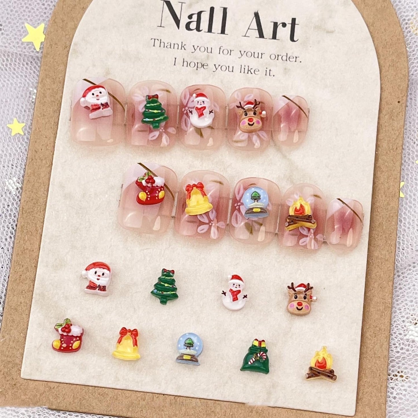 Christmas Nail Art Charms Santa Claus Snowman Resin Nail Charms Elk Bell Santa Tree Torches Red Shoes Nail Art Rhinestones Flat Back Christmas Nail Supplies for Women Girls Manicure DIY Decoration