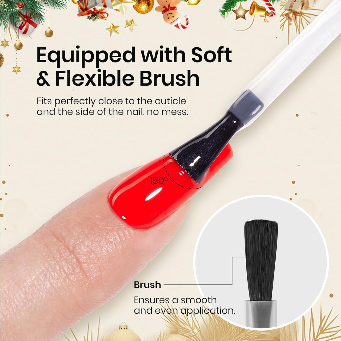 Beetles Christmas Limited Gel Top Set, 2Pcs 15ml Top Coat Gel Nail Polish, No Wipe Long Lasting Shining Glossy Top Coat Nail Manicure Soak off U V Lamp Needed Christmas Nail Gifts for Women