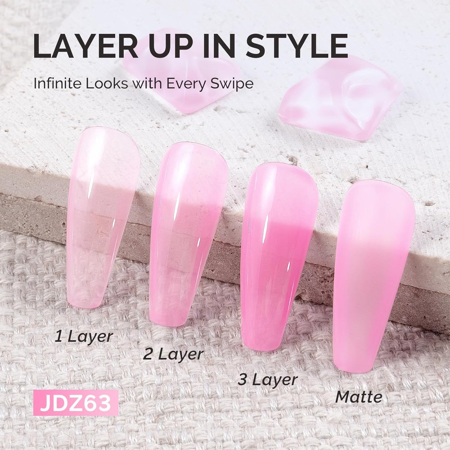MelodySusie Pink Gel Nail Polish, 0.5Fl.oz Jeweliver Jelly Gel Nail Polish Translucent Peach Color Pastel Soak Off UV LED Light Cure Nail Art Gift Manicure JDZ63