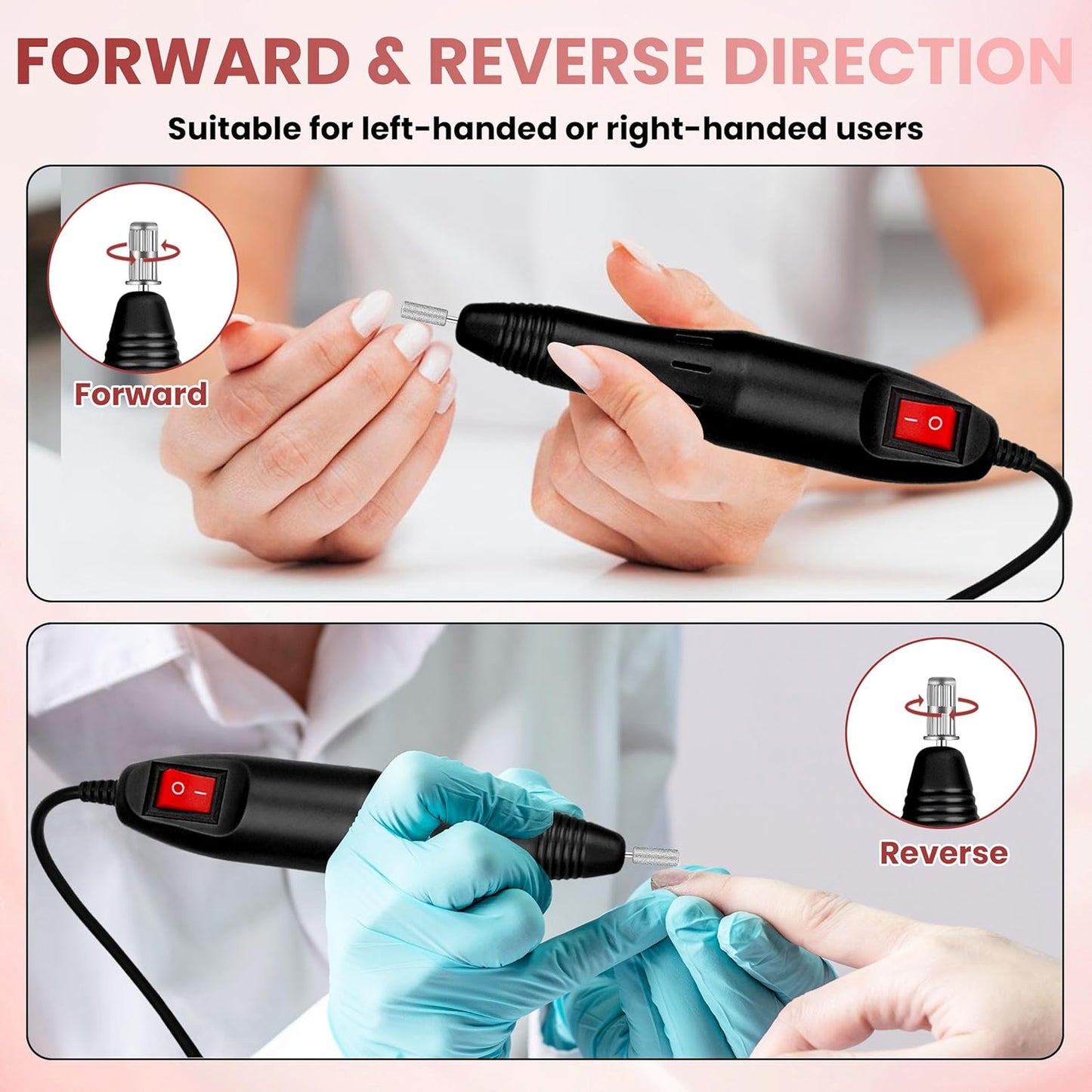 20000RPM Professional Electric Nail File Kit, 156pcs Sanding Bands and Nail Drill Bits for Acrylic, Gel Nail Manicure Gel Nail Polish Remover (Black)