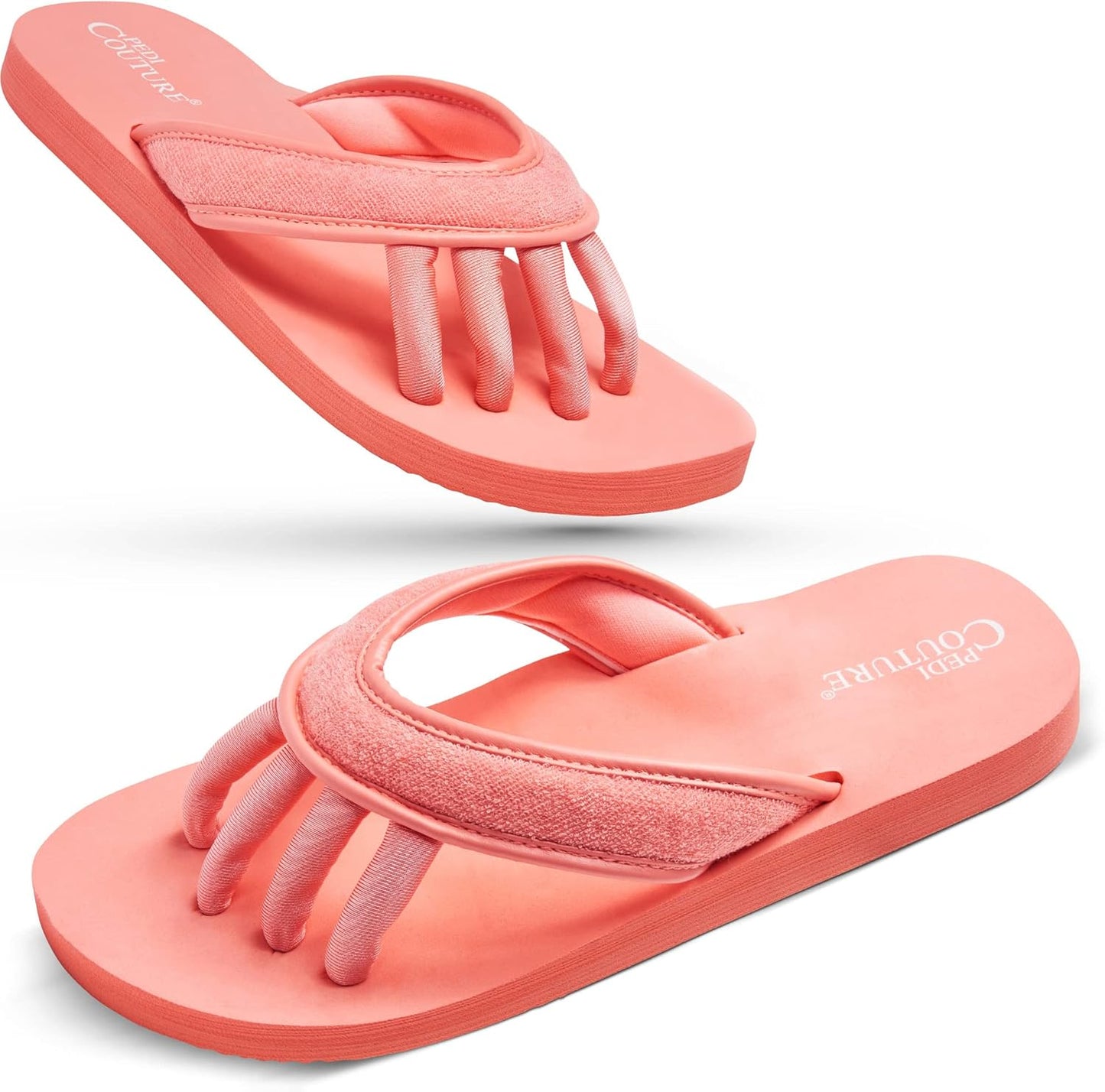 Pedi Couture Pedicure Sandals with Built In Toe Separators for Women - Comfortable Spa Style Flip Flops for Home, Salon, Yoga & Gym Use