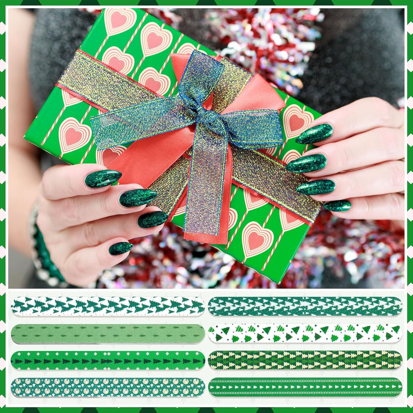 45 Pack Christmas Nail Files Gifts Bulk Holiday Emery Boards Double-Sided Christmas Party Nail Files Bulk Stocking Stuffers Christian Gifts for Women Customers Coworkers Staff(Christmas Tree)