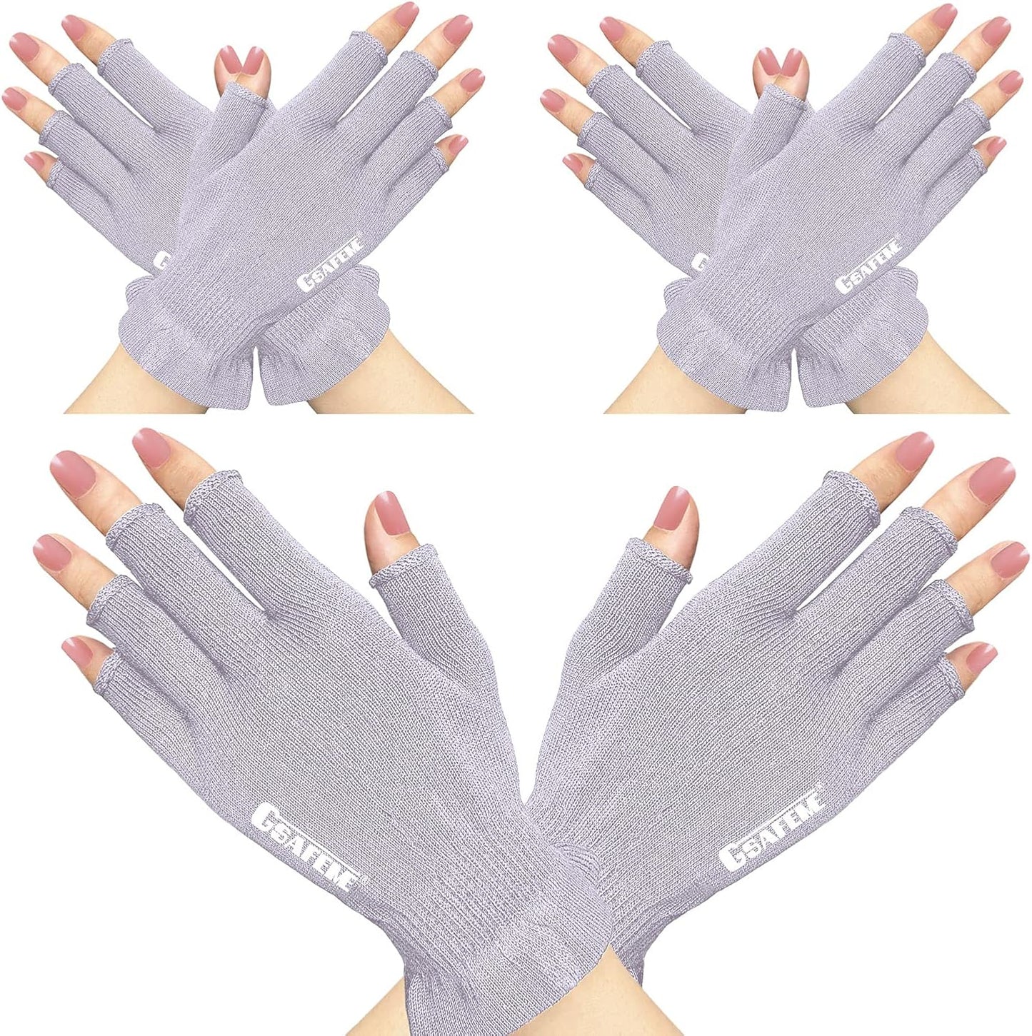 GSAFEME Cotton Gloves for Dry Hands - Fingerless Touchscreen Moisturizing Gloves for Sleeping - Cotton Eczema Gloves for Men and Women, Purple S/M 3 Pairs