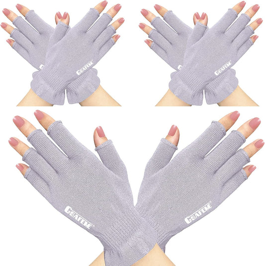 GSAFEME Cotton Gloves for Dry Hands - Fingerless Touchscreen Moisturizing Gloves for Sleeping - Cotton Eczema Gloves for Men and Women, Purple S/M 3 Pairs