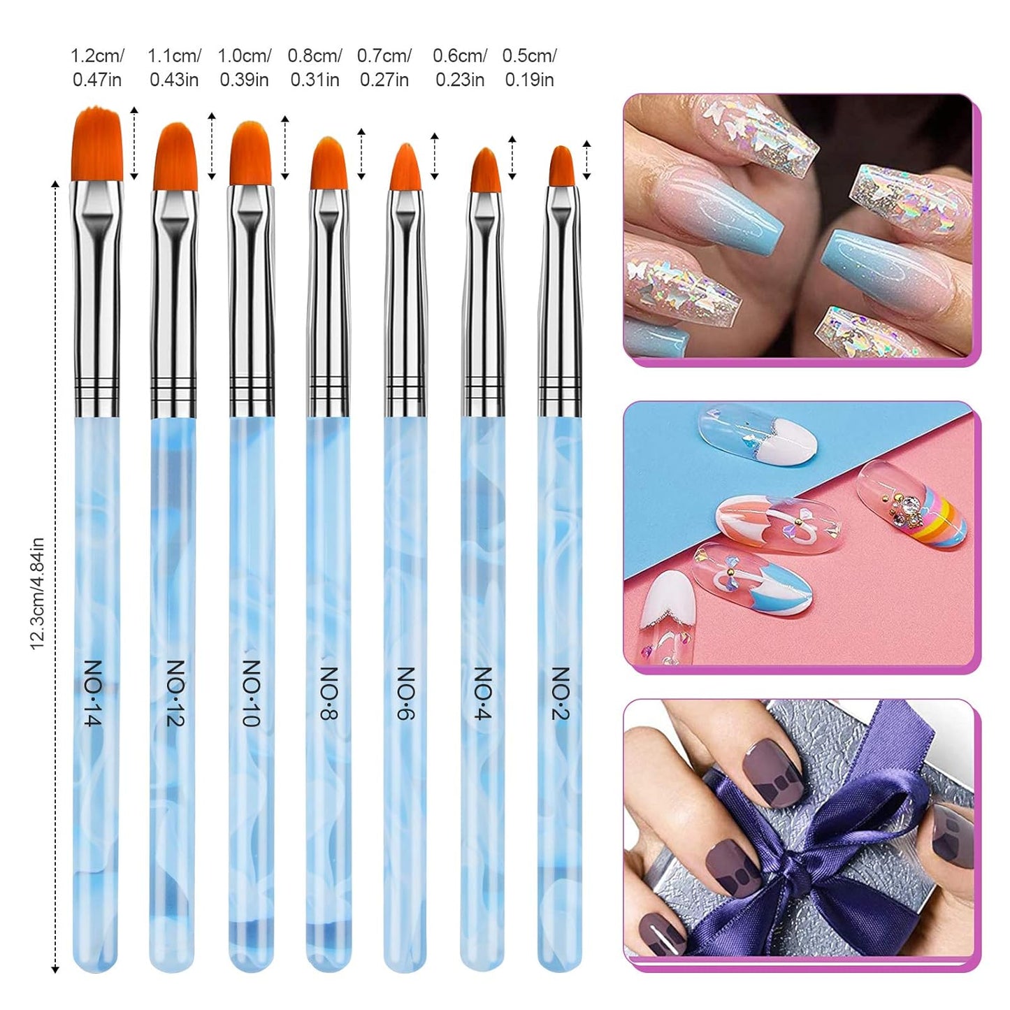 TOROKOM 19Pcs Nail Art Brushes Set, Nail Art Tool for Acrylic Application, Incl Nail Dotting Pens, Nail Dust Brush, Extension Gel Brush for Home Use and Professional Nail Salon