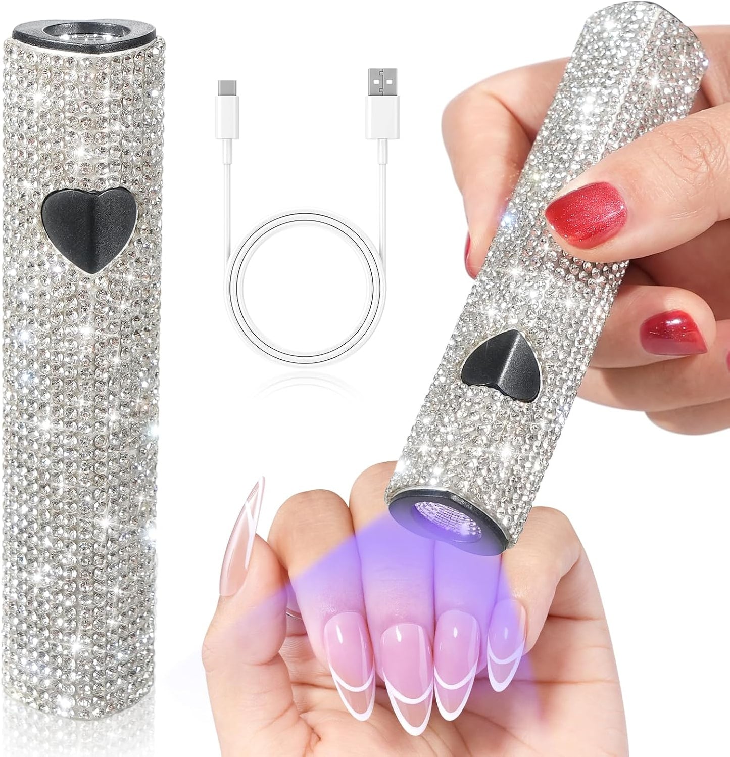 UV Light for Gel Nails, Handheld UV Nail Lamp, Portable LED Nail Lamp, Mini Nail Dryer, USB Nail Light for Fast Curing