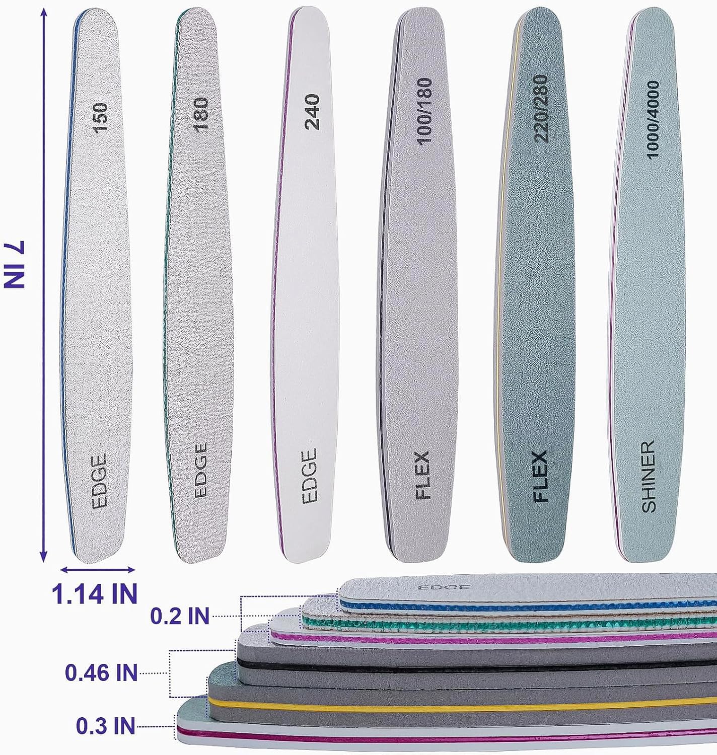 Nail File and Buffer Set (12 Pcs), Professional Nail File Kit for Acrylic and Natural Nails, Soft Nail Filer Gel Nail Files buffers Filing Emery Board 100/150/180/220/240/280/1000/4000 Grit