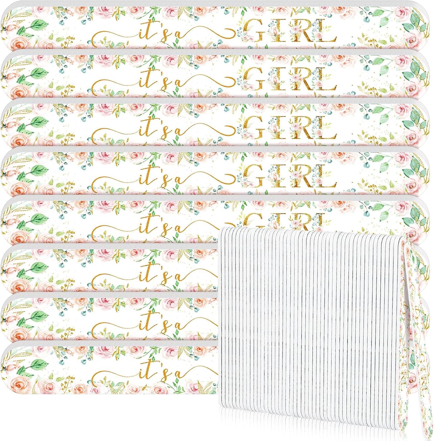 50 Pcs Floral Baby Shower Favors Decorations Baby Sower Favors Games Winners Prizes Gifts Bulk Pink Emery Board Nail Files Gender Reveal Party Favors Souvenirs Gift Bags Stuffers for Guests