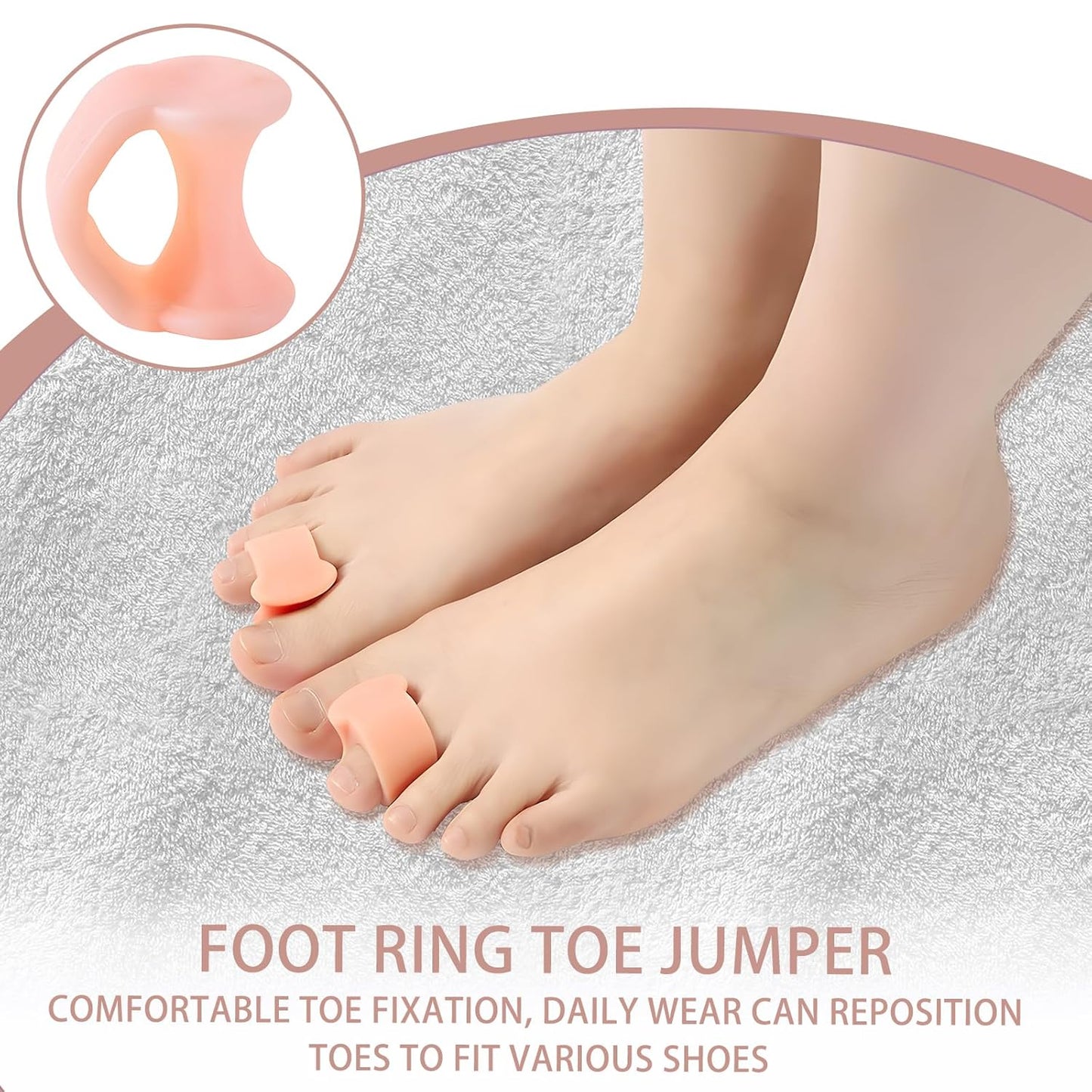 10pcs Gel Toe Separator, Pinky Toe Spacers, Little Toe Cushions Straightener Bunion Corrector for Preventing Rubbing & Relieving Pressure, Pain Relief from Overlapping Toes (Flesh color)