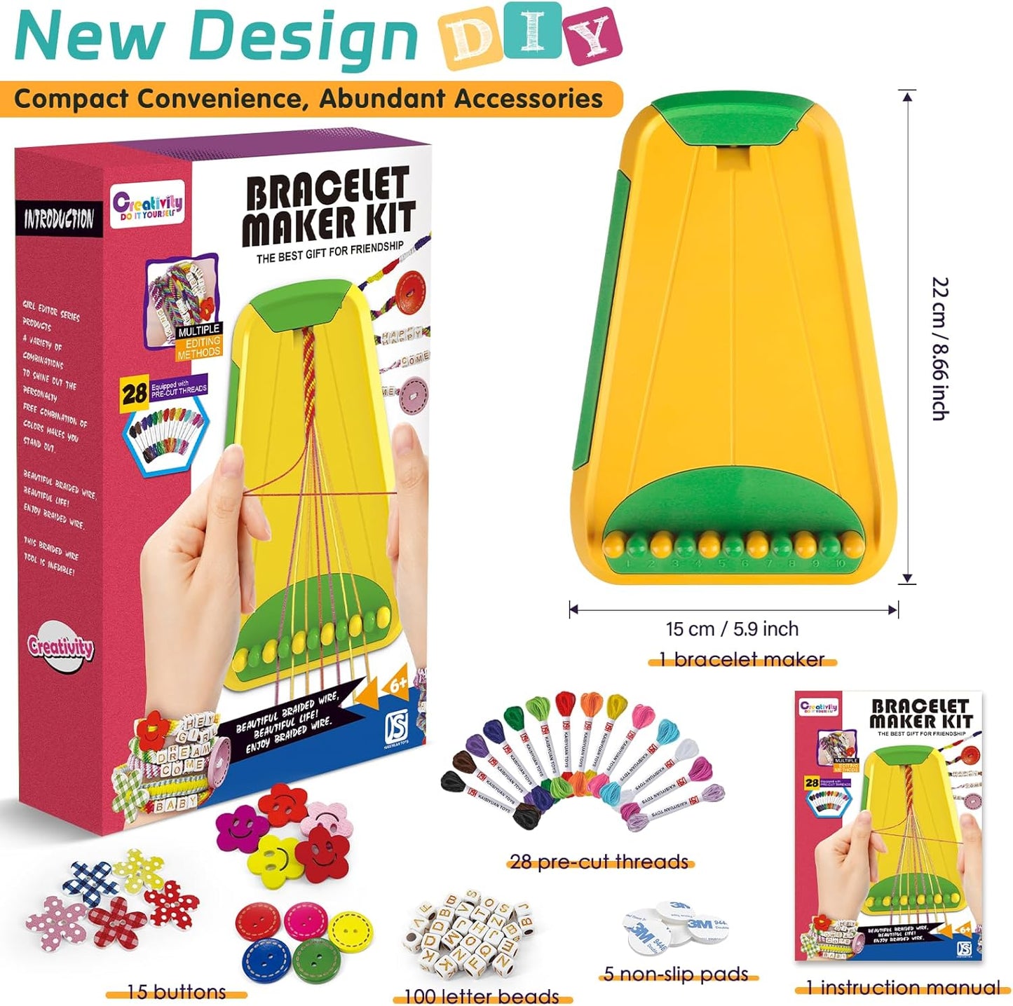 Maynacs Arts and Crafts for Kids Ages 8-12,Friendship Bracelet Making Kit for Girl,Kids Jewelry Making Kit with 28 Pre-Cut Threads,Christmas Birthday Gifts for Ages 6 7 8 9 10 11 12 Year Old Green