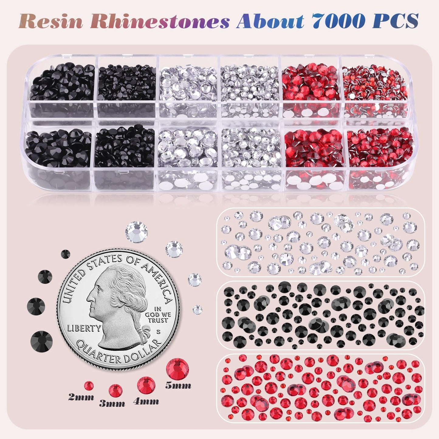 8500 PCS Flatback Rhinestones for Bedazzling with 3PCS B7000 Jewelry Glue (Pack 1), 2 Boxes of Rainbow Resin Gems for Crafting Fabric Clothing Tumblers Shoes Nail Art Makeup