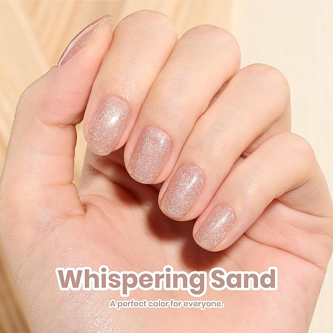 Beetles Nail Strengthener, 2 in 1 Nail Strengthener Polish Nail Growth Nail Ridge Filler Base Coat Nail Polish Nail Repair for Damaged Thin Nails Natural Nails Glitter Brown Nail Polish 15ML