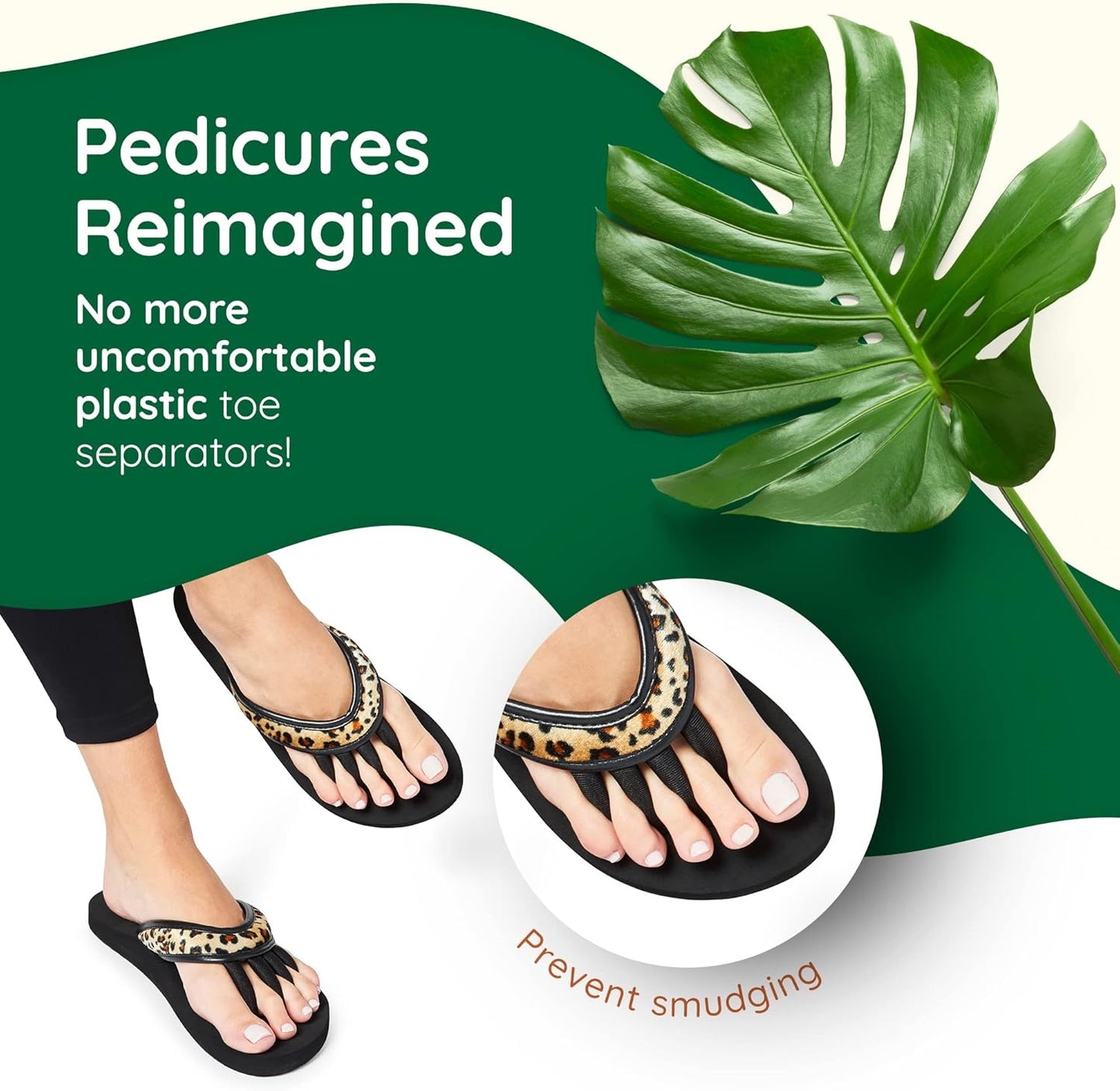 Pedi Couture Pedicure Sandals with Built In Toe Separators for Women - Comfortable Spa Style Flip Flops for Home, Salon, Yoga & Gym Use
