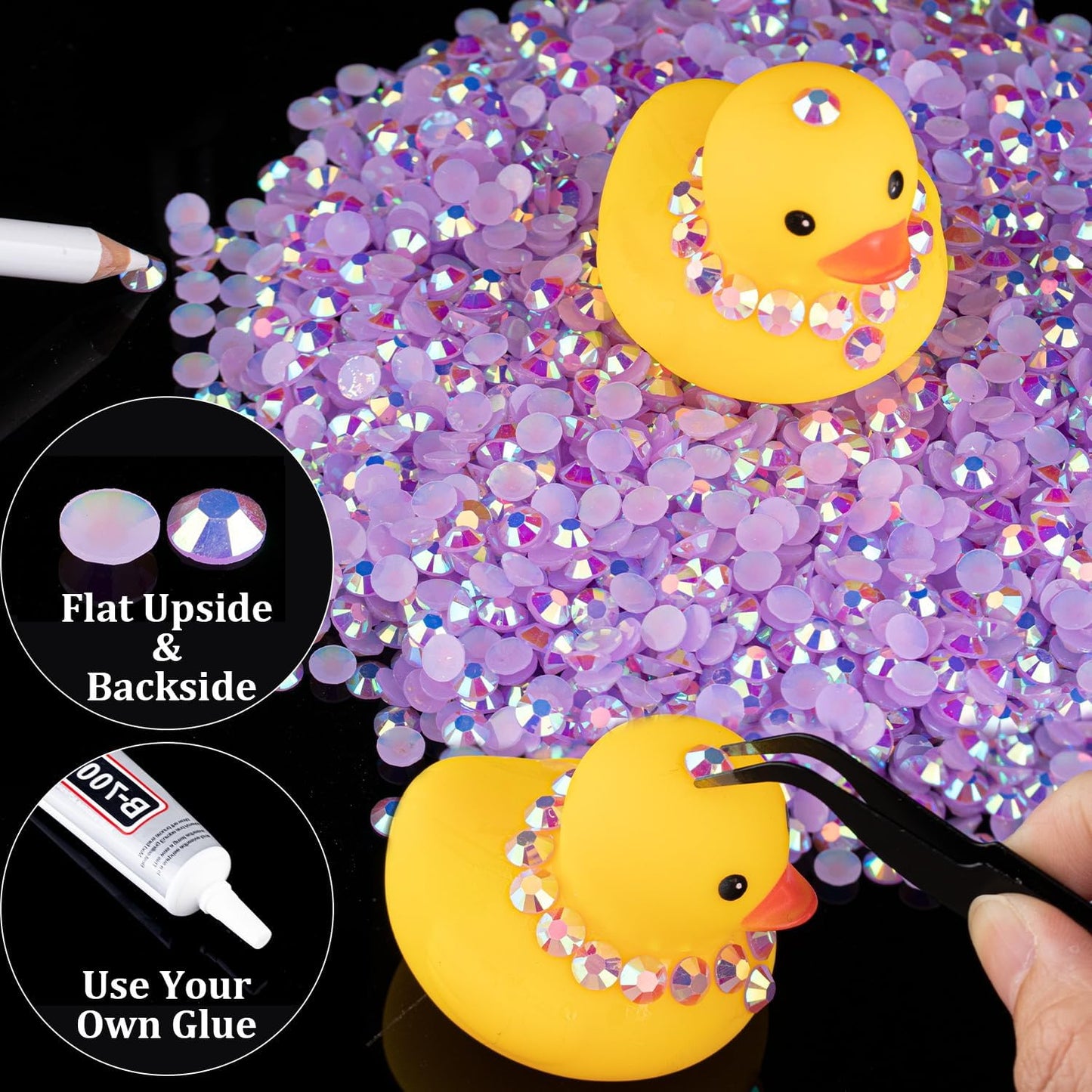 8000pcs 3mm Resin Rhinestones Bulk, Lavender Purple AB Flatback Round Jelly Rhinestones Bedazzling Non Hotfix Crystal Gems Large Quantity Wholesale for DIY Crafts Clothes Tumblers Face Makeup Manicure