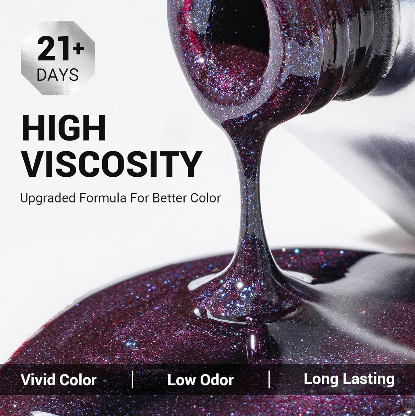 MelodySusie Purple Glitter Gel Nail Polish,0.5fl oz Universe Star Glitter Nail Polish Purple Blue Color Z035, Soak Off UV LED Nail Lamp Gel Polish Nail Art Starter Manicure Salon DIY At Home