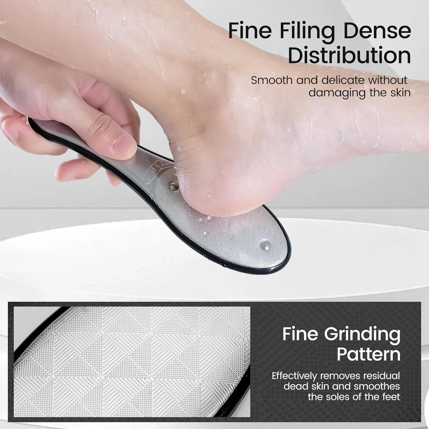 YTD likomey Stainless Steels Foot File,1 Pcs One Piece Molding Coarse Fine Double Sided Super Durable Foot Scrubber,for Wet or Dry Feet Callus Dead Skin Hard Skin Pedicure Remover Tool