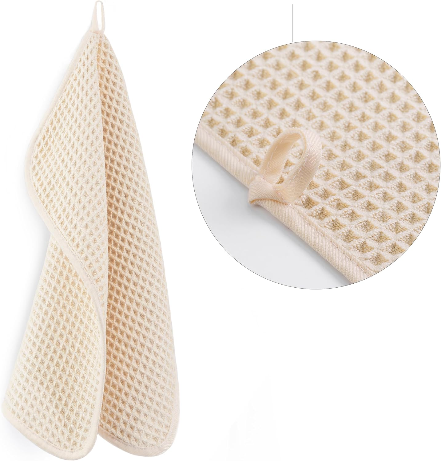 POLYTE Microfiber Lint Free Washcloth Face Towel, 13 x 13 in, 4 Pack (Waffle Weave)