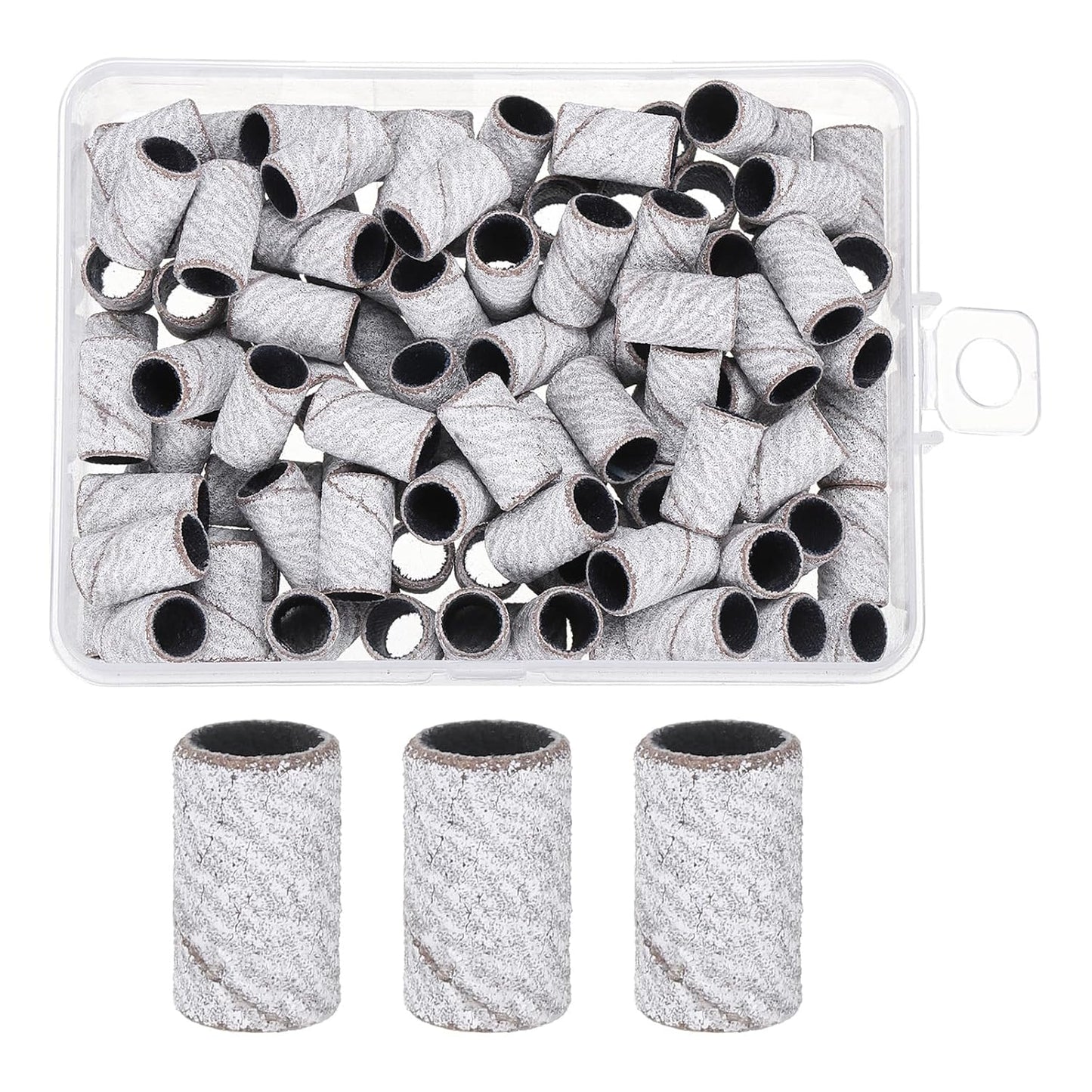 HARFINGTON 100pcs Small Sanding Bands 180 Grit for Nail Drill Bits Mini Sanding Band for Nails Gel Manicures White