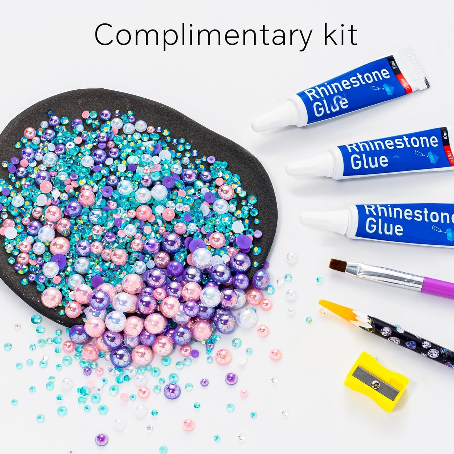 60g Purple Pink Flatback Rhinestones Half Pearls for Crafting, Mixed Size 3mm-10mm Resin Rhinestones for Bedazzling, Small Pearls for DIY Tumblers Mugs Nail Art Shoes Clothes with Glue