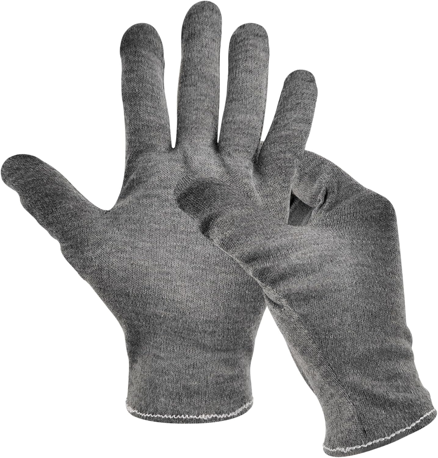 3 Pairs(6Pcs) Cotton Gloves for Eczema and Dry Hands, Moisturizing Gloves, Work Gloves for Men, Women, SPA, Jewelry Inspection (Grey, 3 Pairs)