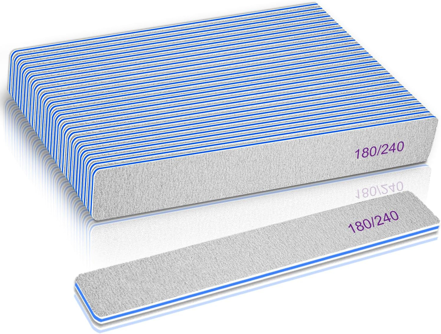 BLESWIN 25 Count 180/240 Grit Rectangle Nail Files for Acrylic Nails, Super Rough Nail Files Emery Boards for Artificial & Fake Nails, Reusable Buffering Files Double Sided Emery Boards for Nails