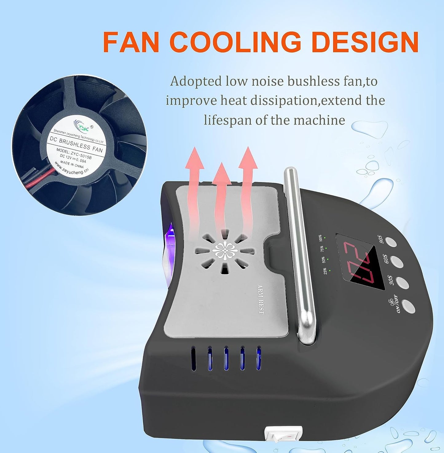 Cordless LED UV Nail Lamp,Professional Nail Dyer for Gel Nail Light,OBEEGOO Nail Lamp for Acrylic Gel,Curling Lamp for Beauty Salon (Black)