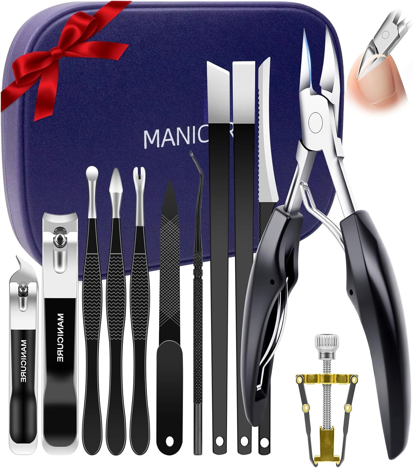 12Pcs Ingrown Toenail Removal Kit-Toenail Clippers for Ingrown & Thick & Hard Nails-Ingrown Toenail Tool with Toe Nail Clippers/Nail Cutter/Pedicure Knife/Callus Remover Tools for Seniors Men Women