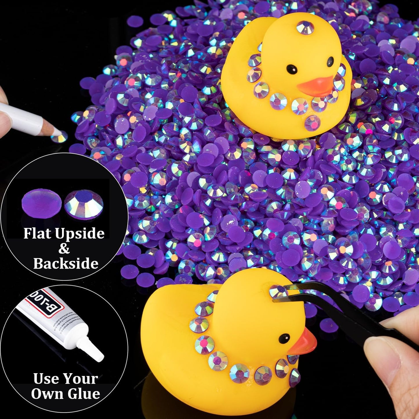 5000pcs 5mm Resin Rhinestones Bulk, Dark Purple AB Flatback Round Jelly Rhinestones Bedazzling Non Hotfix Crystal Gems Large Quantity Wholesale for DIY Crafts Clothes Tumblers Face Makeup Manicure