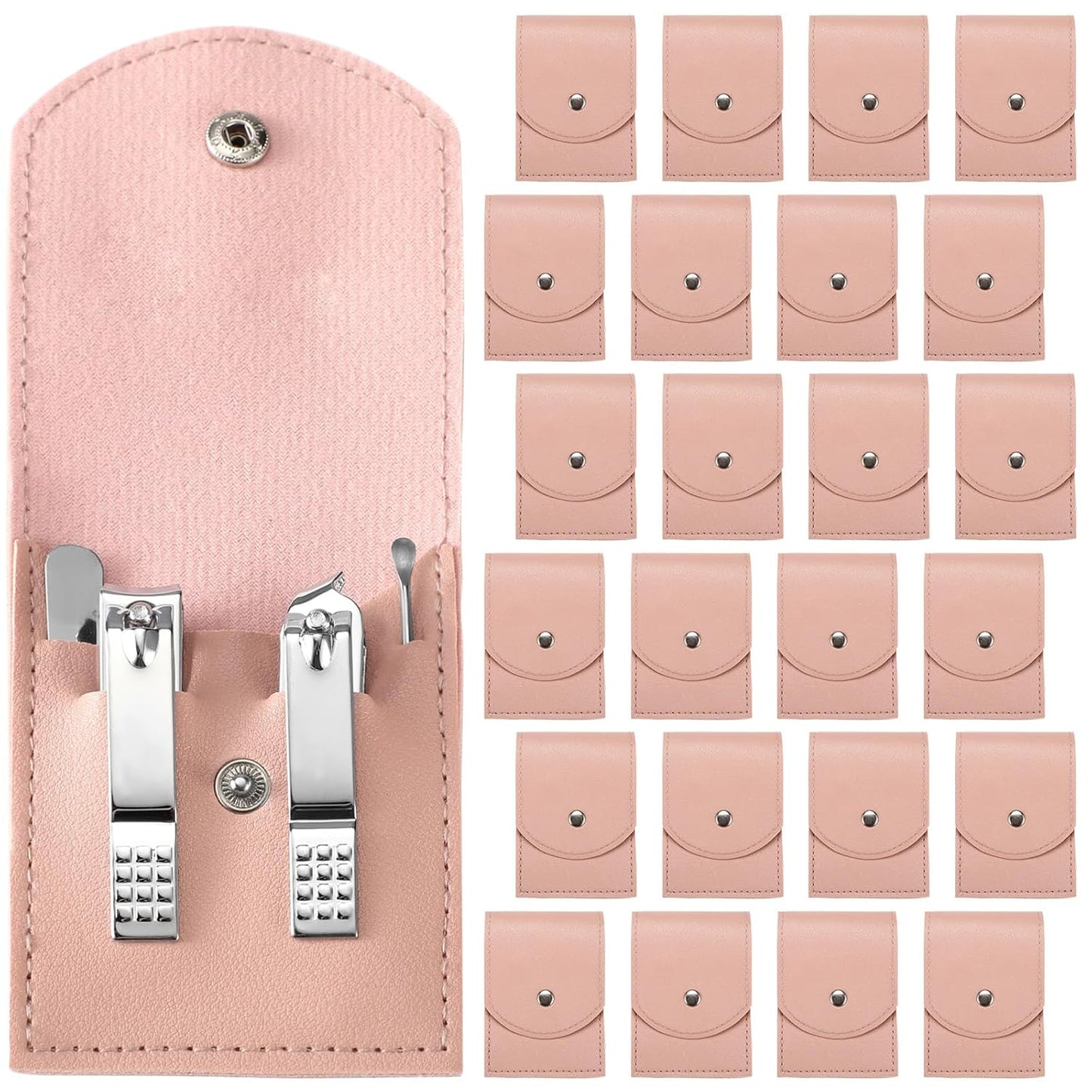 Lasnten 24 Set Christmas Manicure Set Bulk Nail Clippers Grooming Nail Kit Stainless Steel Professional Pedicure Kit Pedicure Tools with Travel Case Gifts for Xmas Men Women(4 in 1,Pink)