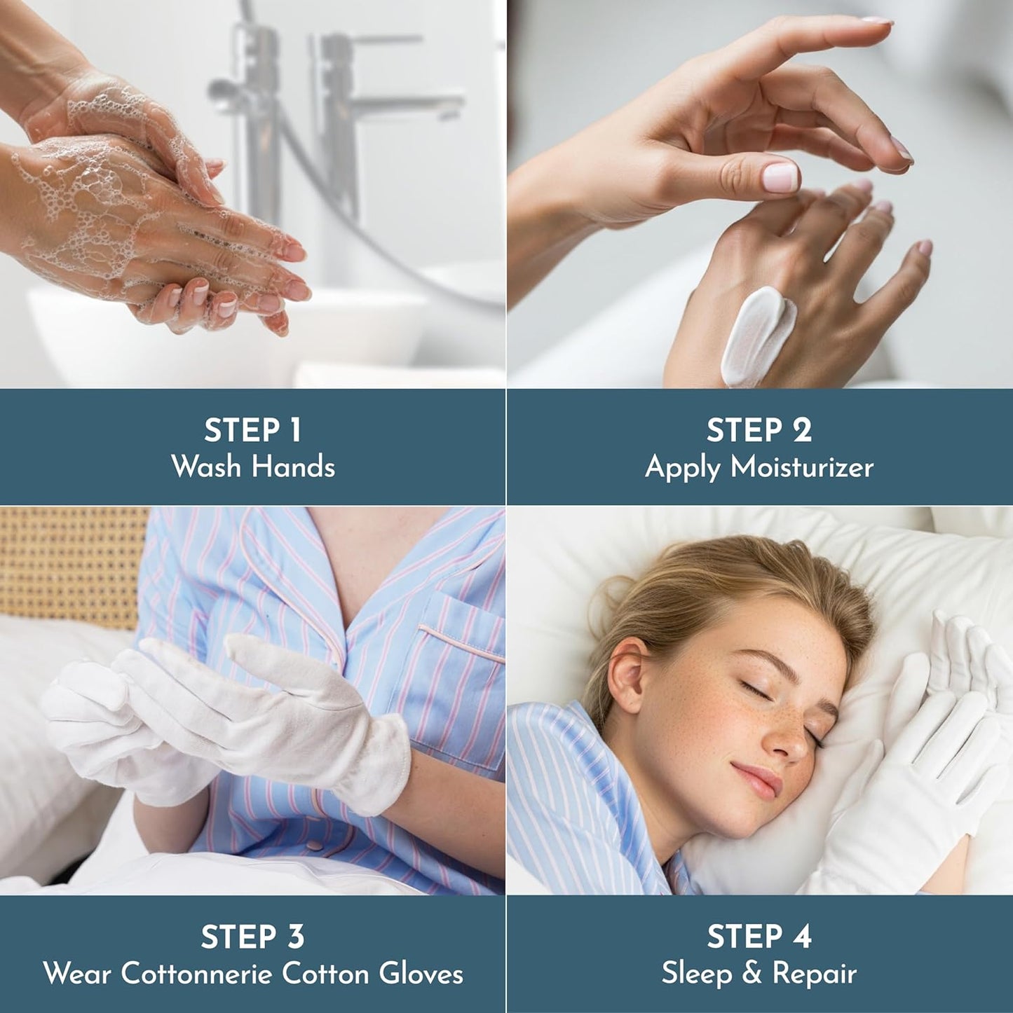 8 Pairs Cottonnerie Cotton Gloves for Dry Hands Sleeping, Moisturizing Gloves Overnight, Hand Moisturizer Gloves, Moisture Gloves for Dry Hands Overnight, Sleeping Gloves, Eczema Gloves, Large