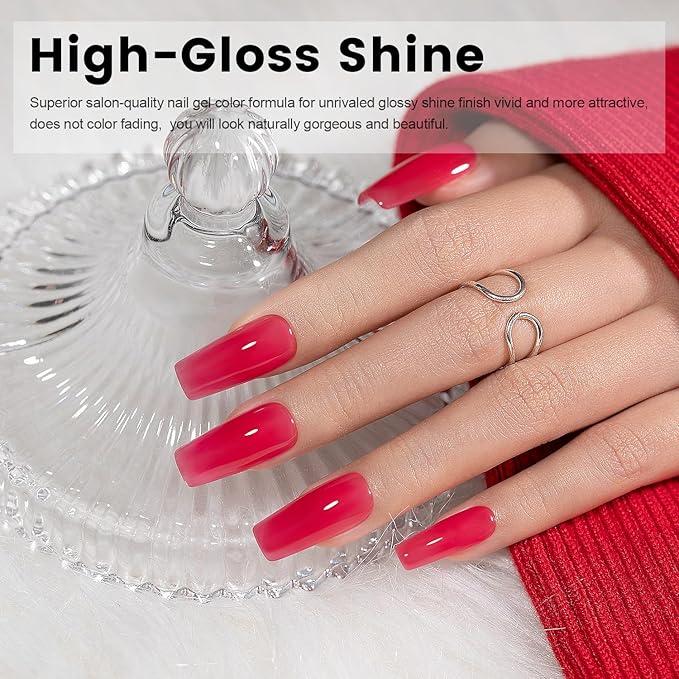 RARJSM Nude Gel Nail Polish Cherry Pink Sheer Neutral Skin Tone Color Ice Jelly Clear Pink Gel Polish Transparent Nail GelPolish Soak off UV LED Cured for Home Salon DIY Manicure 15ml Single Bottle