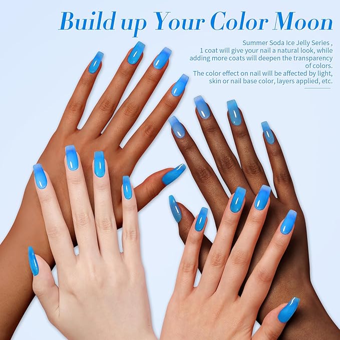 Born Pretty Jelly Gel Nail Polish Halloween Neon Gel Polish,Hot Pink Purple Blue Green Yellow 6Colors Translucent Effect,Soak Off U v LED Light Cure Nail Art Kit for Salon Manicure and DIY at Home