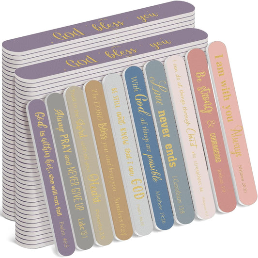 50 Pack Christian Gifts for Women Bulk Bible Verse Scripture Nail Files Christian Religious Party Emery Boards Employee Appreciation Gifts for Team Staff Coworkers Teachers