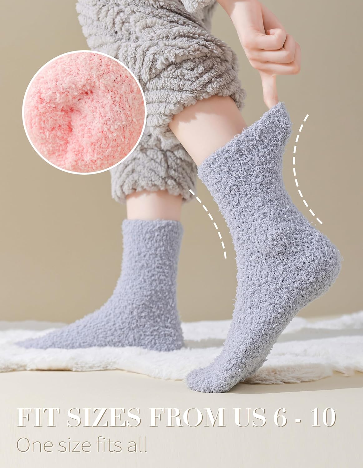TEHOOK Warm & Cozy Gifts for Women, Stocking Stuufers, Fluffy Fuzzy Plush Sleeping Slipper Socks - Soft Warm Fabric