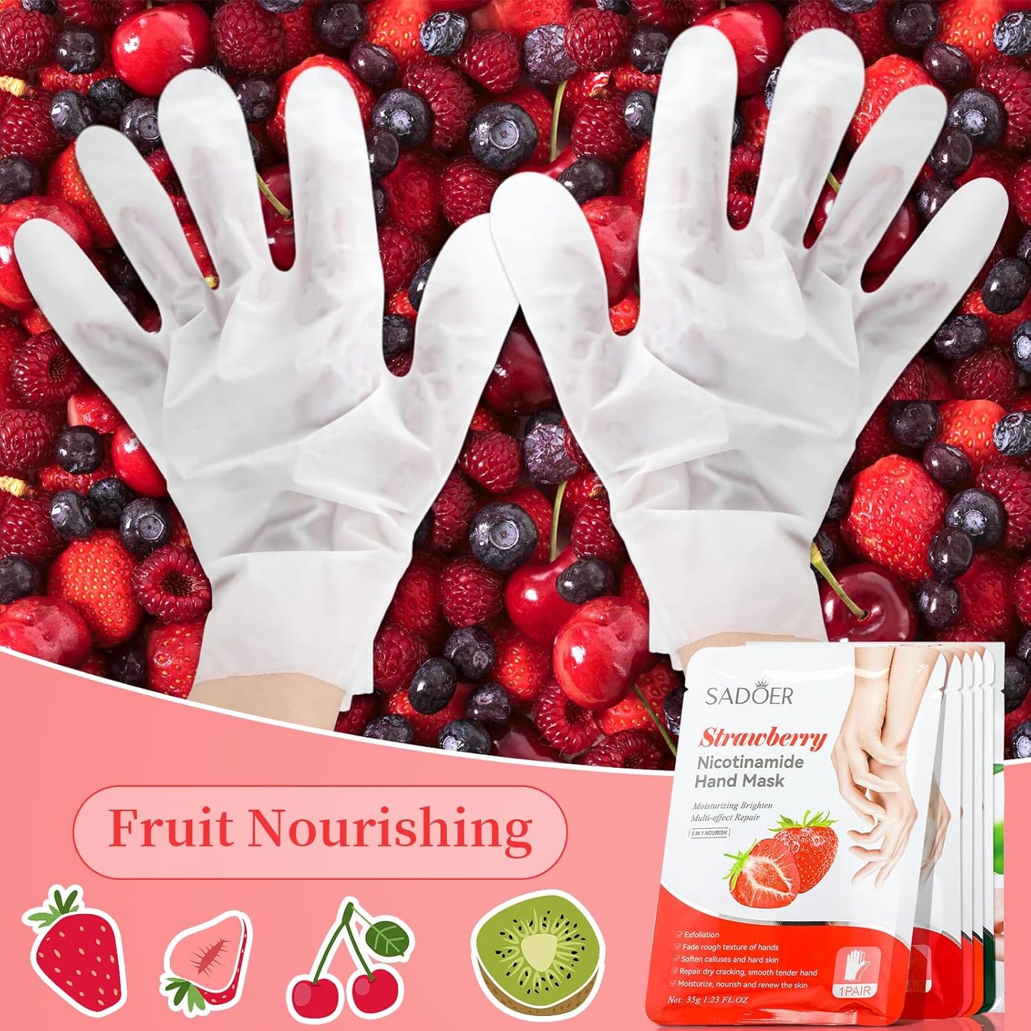 48 Pcs Fruits Beauty Hand Mask Bulk Hydrating Hand Moisturizing Gloves Mask for Spa Kit Skincare Gift Beauty Kits for Women