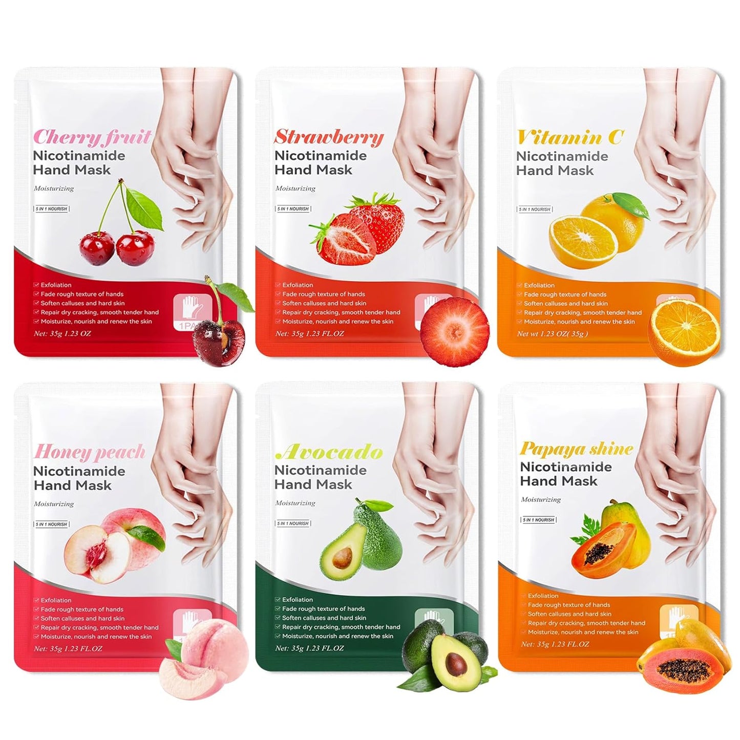 6PCS Hand Masks,Hydrating Hand Masks Moisturizing Gloves Overnight for Dry Cracked Hands,Daily Hand Care Hand Masks Gift Set for Women and Men N
