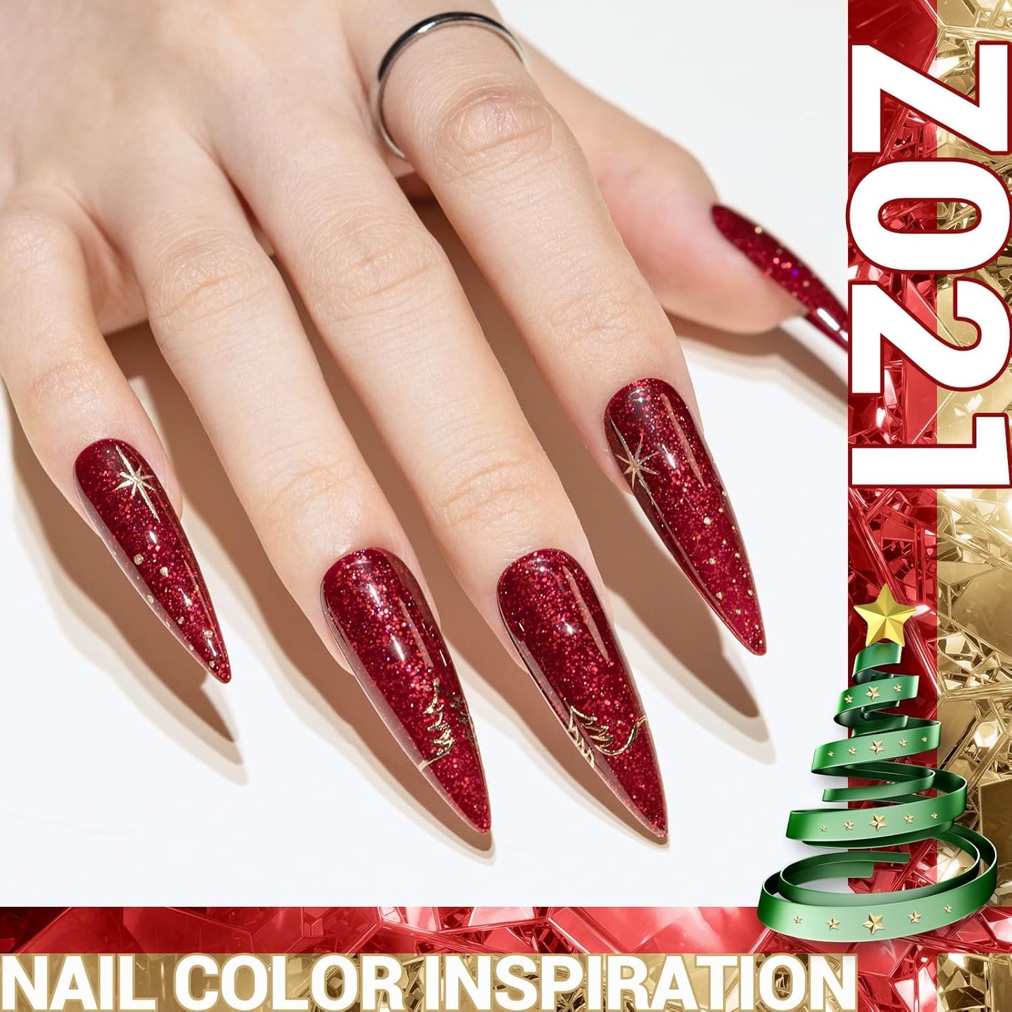MelodySusie Christmas Red Glitter Gel Nail Polish,0.5fl oz Soak Off UV LED Sparkle Shiny Red Reflective Gel Polish Gift for Women Nail Art Manicure Salon DIY Nail Design Decoration at Home-z021