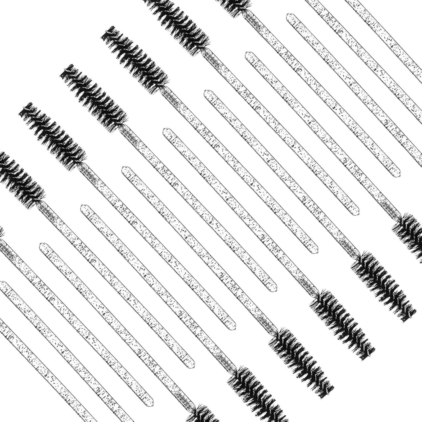 (400+300 Pieces) Black Crystal Handle - 400 Cotton Swabs + 300 Brushes for Lash Extensions, Makeup (Simple Packaging)-(Crystal Black)
