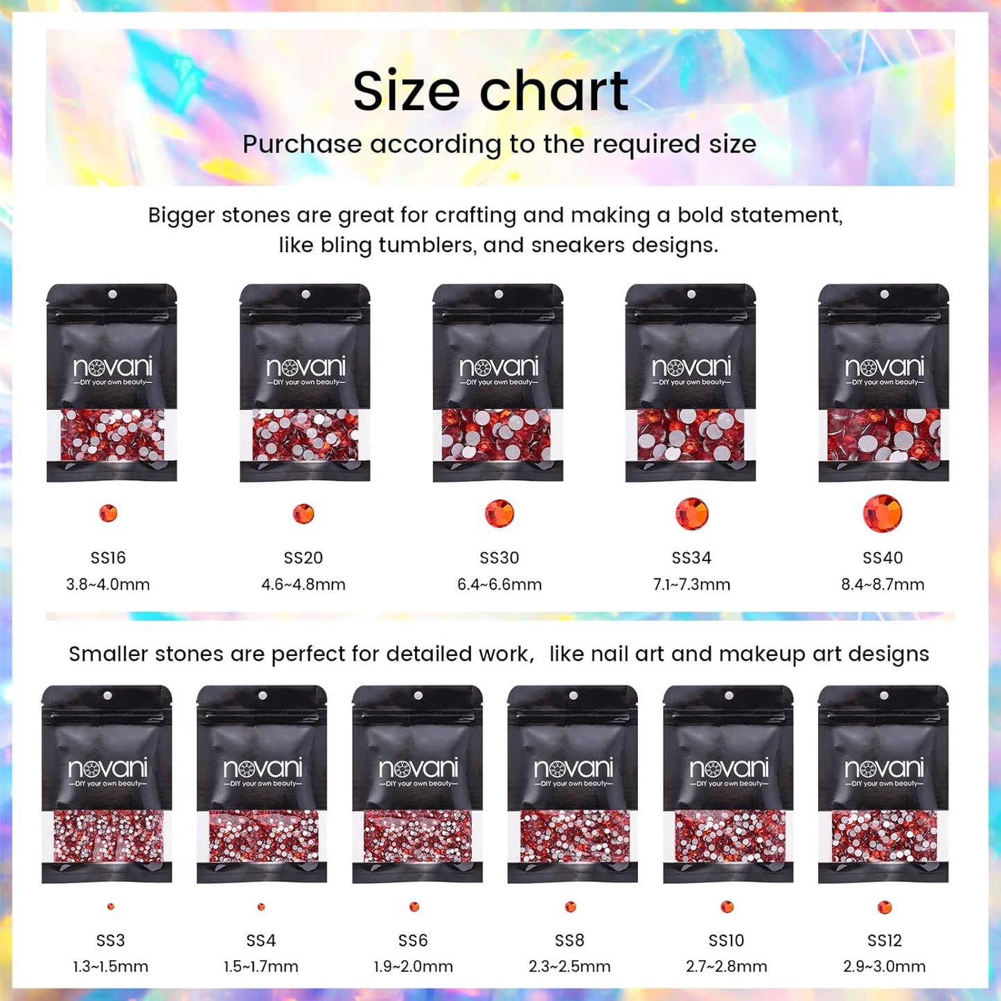 Novani Rhinestones 3000Pcs Flatback Crystal Round Loose Gemstones Glass Rhinestones for Crafts Makeup Nail Art Clothes Shoes DIY Decorations(SS8, 2.3-2.5mm,Hyacinth)