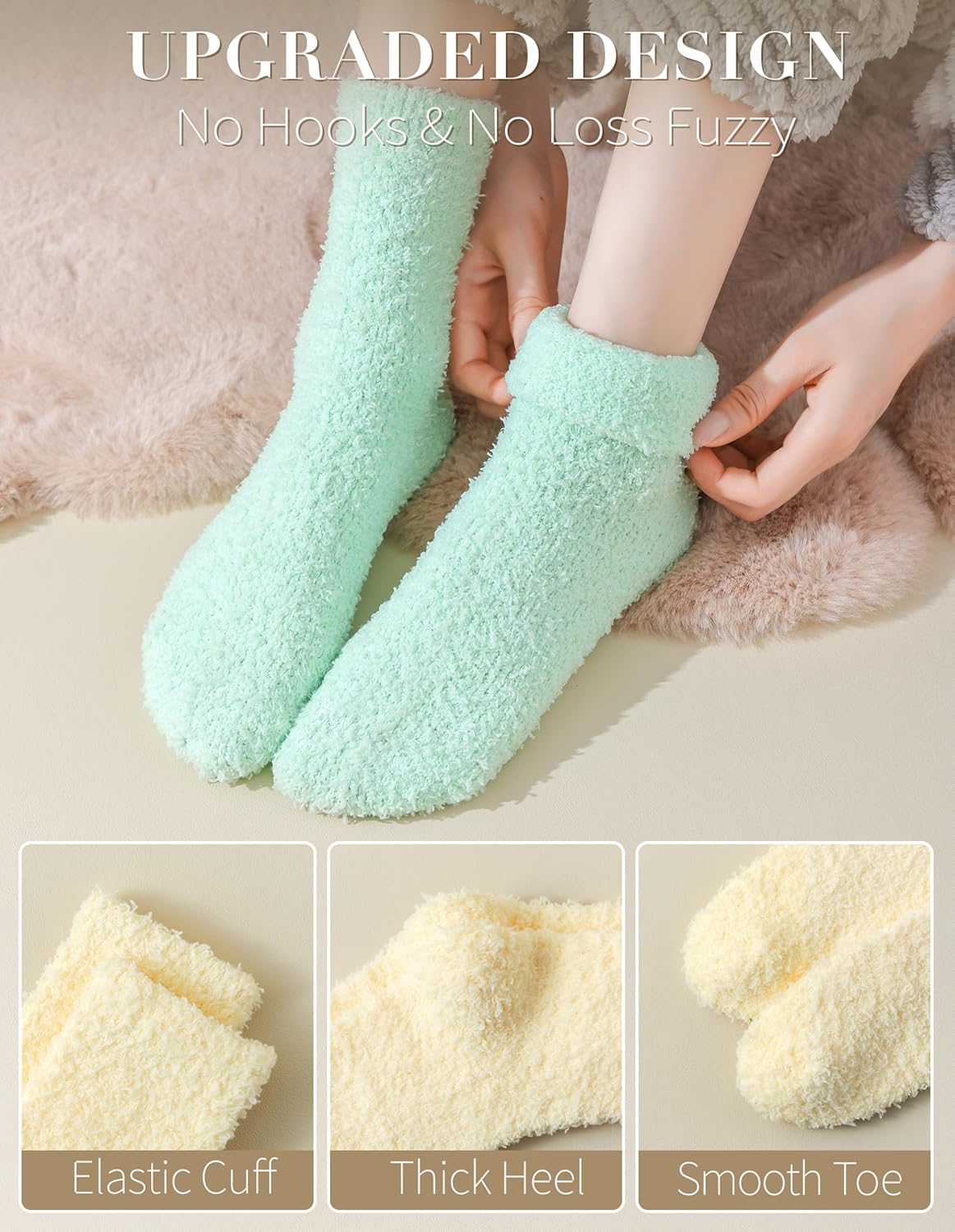 TEHOOK Warm & Cozy Gifts for Women, Stocking Stuufers, Fluffy Fuzzy Plush Sleeping Slipper Socks - Soft Warm Fabric