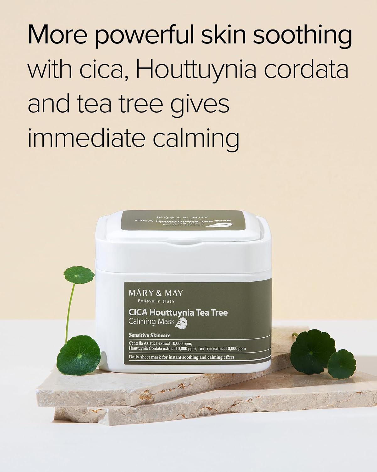 Mary&May CICA Houttuynia Tea Tree Calming Mask - Daily Pull Out Sheet Mask for Instant Soothing & Moisturizing - Korean Skincare, Hypoallergenic and Cruelty-Free, 30 Sheets