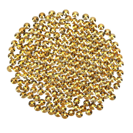 Novani Rhinestones Flatback Rhinestones Glass Gems Stones Jewels Round Gemstones Non-Hotfix Crystal for Crafts,SS20,1440 Pieces,Gold